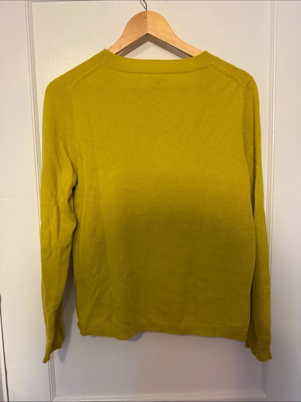 J. Crew Women's 100% Cashmere Lightweight Crewneck Sweater in lemon yellow.